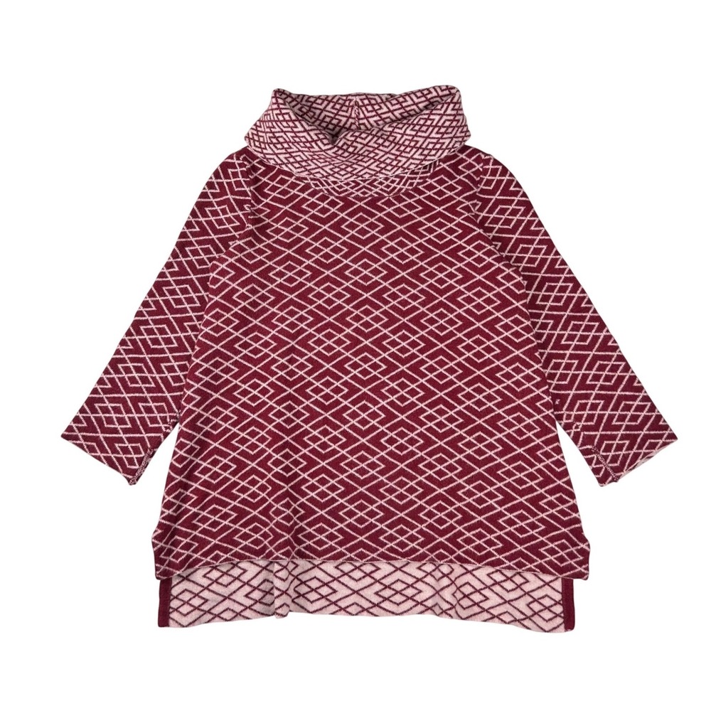 Moth Anthropologie Burgundy Pink Diamond Alpaca Blend Sweater Small